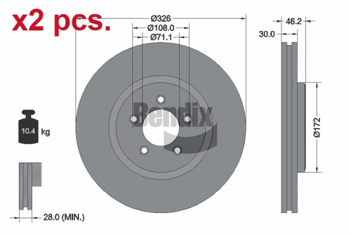 Pcs front brake disc rotos - pcs,
