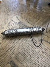 Middle Eastern Decorative Scroll Holder - White Brass? Metal Collectable