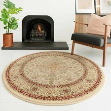 Cream Traditional Rugs Red