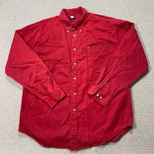 Vintage Tommy Hilfiger Shirt Mens XL Loose Fit Red Thick Cotton 90s