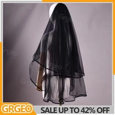 Black Wedding Veil Bridal Satin Edge Double Layer with Comb Halloween Makeup