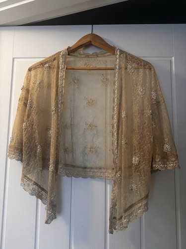 1920s style sheer lace beaded - 1920s,