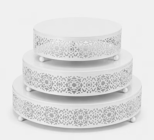 3pcs white round - white, floral