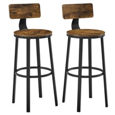 Set of 2 Tall Bar Stools, Bar Chairs with Backrest LBC026B02V1