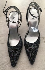 ?VINTAGE BEADED SEQUINED MEDIUM HEELED POINTED PARTY SHOES.Size UK3 *NEW!* ?