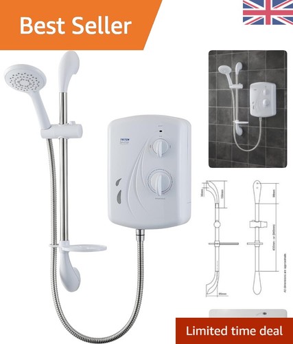 Polished white electric shower - white,