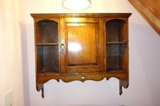 ARTS & CRAFT c1900 HONEY OAK HALL CUPBOARD PANNELED RARE KEEPSAFE ANTIQUE