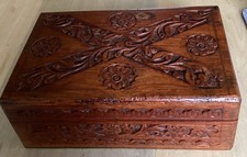 Vintage Large Box Sandalwood Hand Carved
