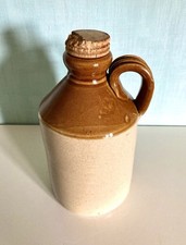 Vintage Collectible Stoneware Flagon Cider Ale Bottle With Cork Stopper