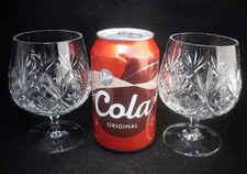 Pair Edinburgh International Crystal EDI97 Balloon Brandy Glasses 4.5"h (signed)