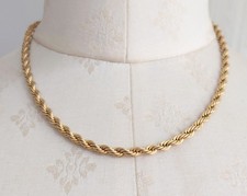 Vintage Chunky 22 CT Gold Plated Rope Chain Necklace 18 Inches Length