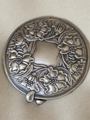 Vintage pewter compact mirror - vintage,