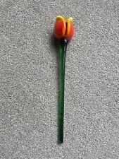 GLASS HAND BLOWN FLOWER ROSE 12" LONG STEM MURANO? OR MURANO STYLE GLASS.