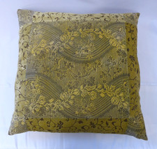 Venetia Stvdivm 100% Silk Velvet Cushion Mustard & Brown 24" X 24" Venice (Mar)