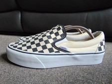 Men's VANS Slip-On Cream /Black Checkerboard Platform Slip On  Shoes Size UK 8.5