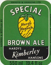 BEER BOTTLE LABEL - HARDYS & HANSONS BREWERY - SPECIAL BROWN ALE