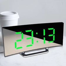 LED Digital Alarm Clock Mains USB/Battery Temperature Mirror Display Large P0I7