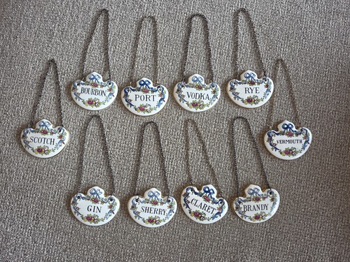 Vintage decanter label tags - 10,
