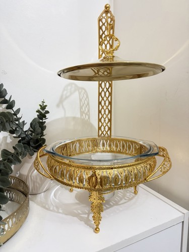 Vintage gold chafing dish - gold, food