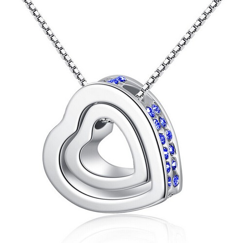 Heart necklace double crystal - double,