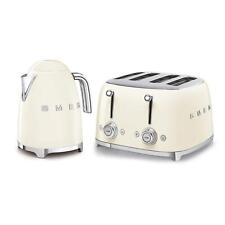 SMEG 1.7L 3kw Kettle & 4-slice Toaster Set, Stainless Steel in Cream