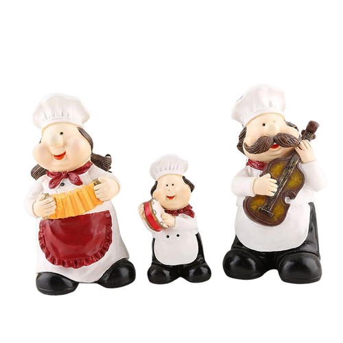 3pcs chef statue figurines - 3pcs,