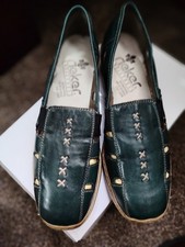 Rieker Antistress Ladies Slip On Shoes Leather Emerald Green UK Size 6 - EU 39. 