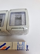 Gewiss IP55 10A Retractable Push Button Outdoor Weatherproof Switch Grey/White 