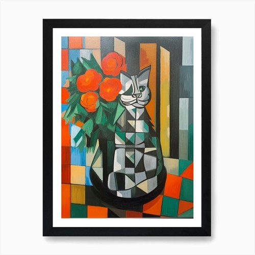 Gladoli with cat - with, a
