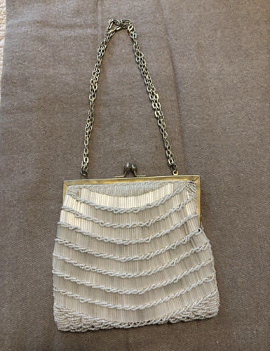 White beaded evening - white, clutch