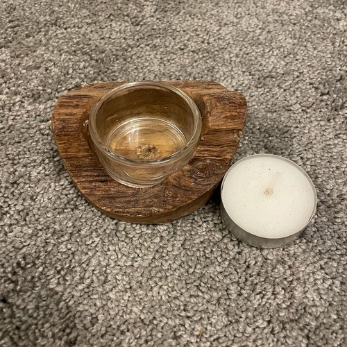 Rustic wooden tealight candle - rustic,