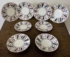VTG Elizabethan Staffordshire x8 Coffee Fine Bone China Plates/ Saucers Cards