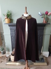 Vintage Velvet Dark Brown Gold Embroidered Cape Fenwicks Glam Stunning One Size