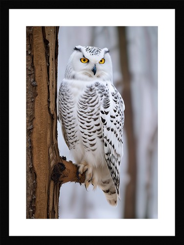 Serene owl framed wall art - framed,