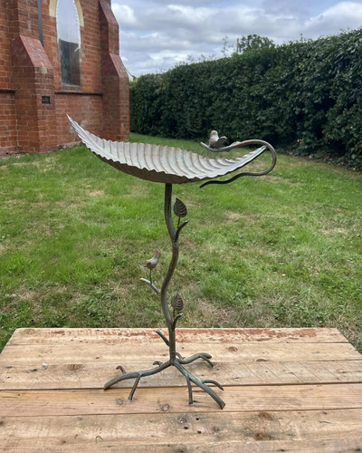 Verdigris bird and twig - bird,