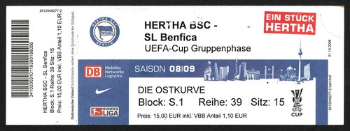 Ticket 2008 hertha bsc - 2008/09, |