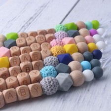 Baby Pacifier Clips Dummy Chain Natural Wooden Beads Holder