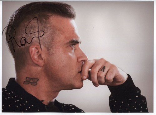 Robbie williams signed photo - robbie,