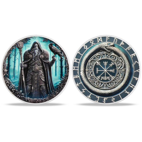 Viking odin coin with - with, raven