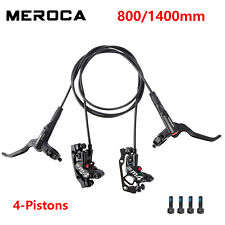 MEROCA 4-Piston MTB Bike Hydraulic Disc Brakes Lever Set Front/Rear 800/1400mm