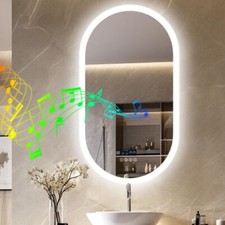 LED Bathroom Mirror with Lights Bluetooth Illuminated Demister Pad Wall Mounted