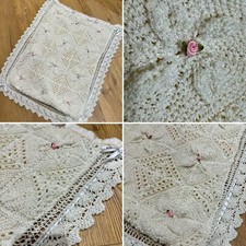 Vtg Antique Crochet Satin Back