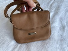 Lorenz small tan brown leather cross body bag purse lots of pockets