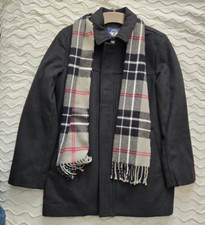 DOCKERS Weston Wool Blend Coat w/ Scarf Mens Medium Black Topcoat Pea $180