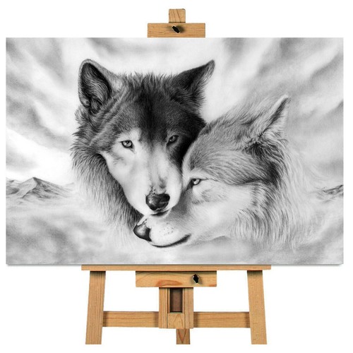 Two wolves together black and - together,