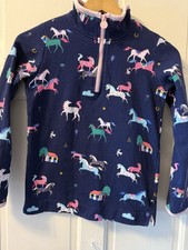 Joules Girls Navy / Equestrian Horse Pony Print Quarter Zip Sweatshirt Jumper
