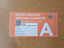 Great Dorset Steam Fair Orange Vehicle Pass