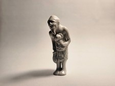 Hirado Porcelain Netsuke – Standing Old Man Figure, White Glaze, Japan
