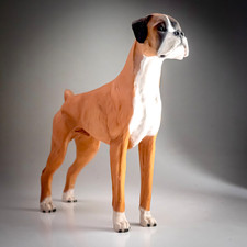 Young Boxer Dog Handpainted Figurine Alert Pose 14cm Tall Resin Canine Ornament