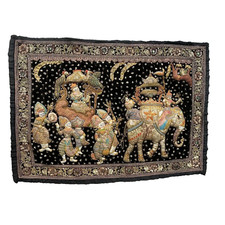 Vintage Indian stump work wall hanging / rug elephant  howdah sequinned  122cm
